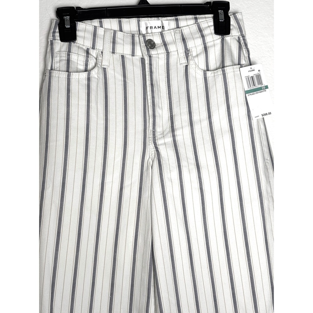 NEW FRAME Le Palazzo Striped Raw Wide Leg Jeans in Indigo Multi Size 25 - Picture 3 of 7